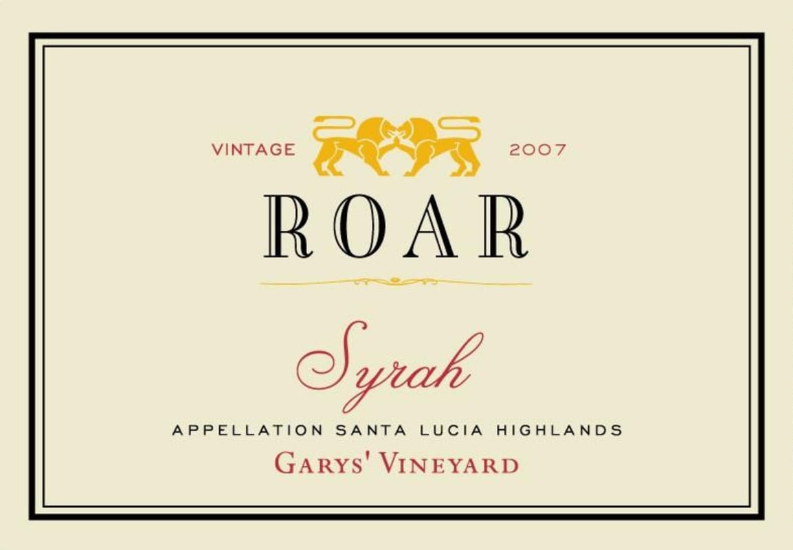 Roar Garys' Vineyard Syrah 2007 Front Label