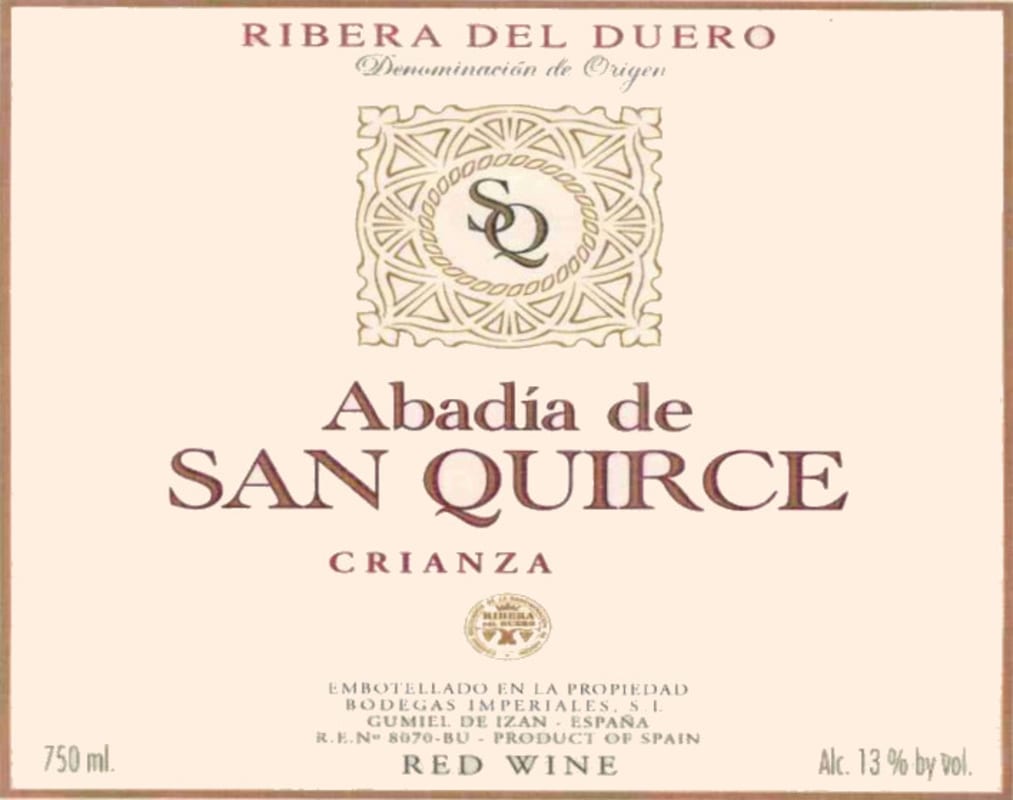 Bodegas Imperiales Abadia de San Quirce Crianza 2006 Front Label