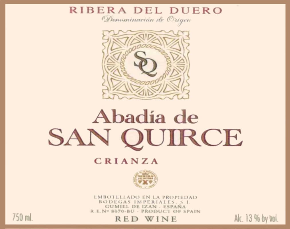 Bodegas Imperiales Abadia de San Quirce Crianza 2010 Front Label