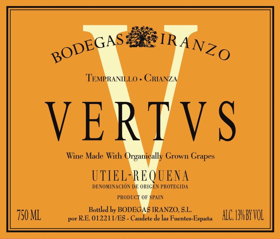 Bodegas Iranzo Vertvs Tempranillo Crianza 2013 Front Label