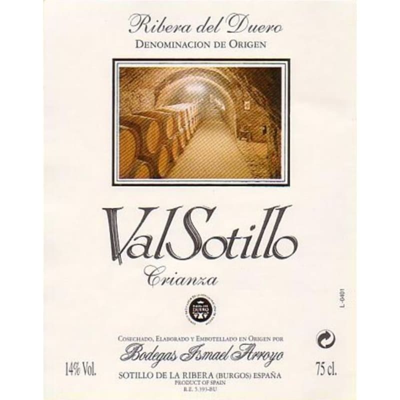 Bodegas Ismael Arroyo Val Sotillo Crianza 2009 Front Label