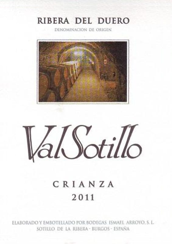 Bodegas Ismael Arroyo Val Sotillo Crianza 2011 Front Label