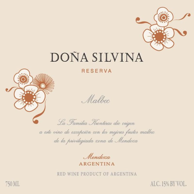 Bodegas Krontiras Dona Silvina Reserva Malbec 2009 Front Label