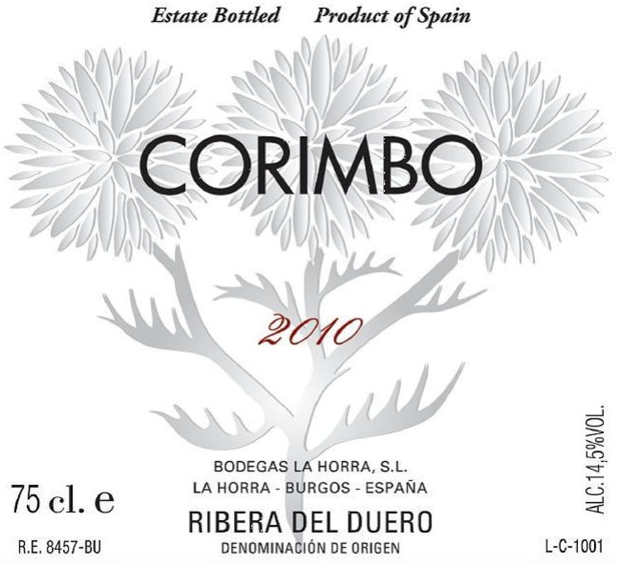 Bodegas La Horra Corimbo 2010 Front Label