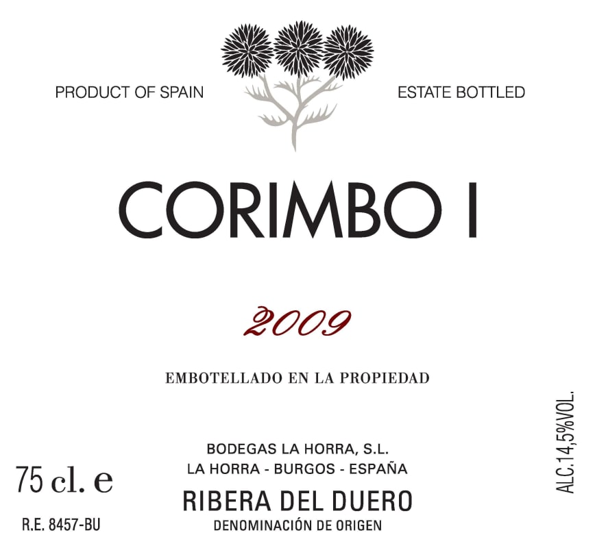 Bodegas La Horra Corimbo I 2009 Front Label