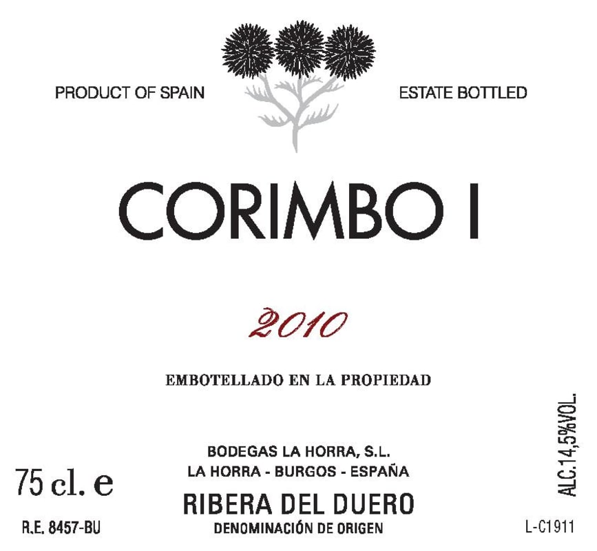 Bodegas La Horra Corimbo I 2010 Front Label