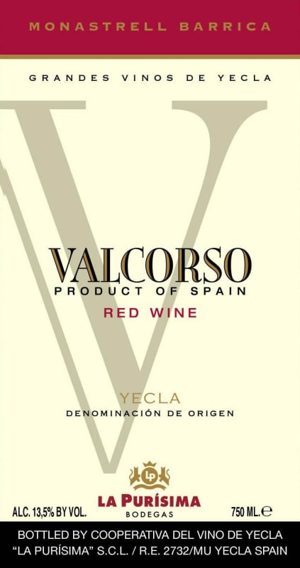 Bodegas La Purisma Valcorso Barrica Monastrell 2011 Front Label