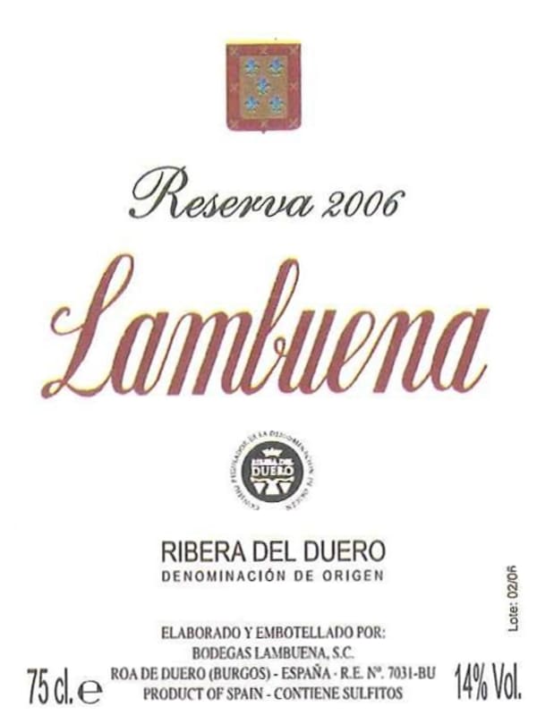 Bodegas Lambuena Reserva 2006 Front Label