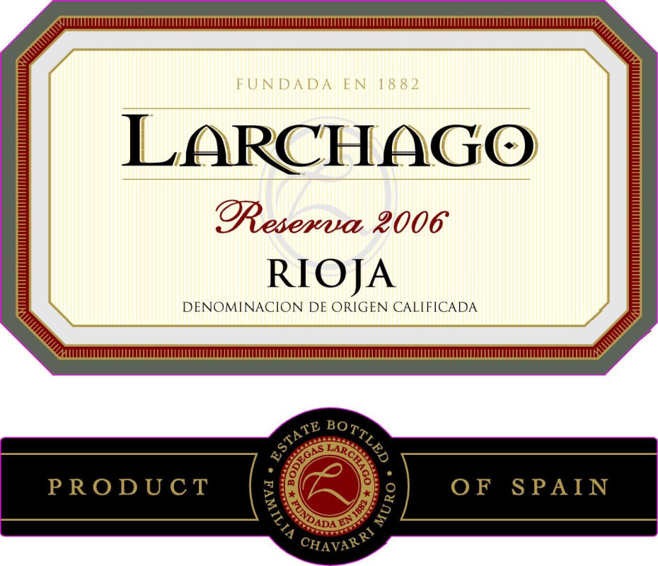 Bodegas Larchago Reserva 2006 Front Label