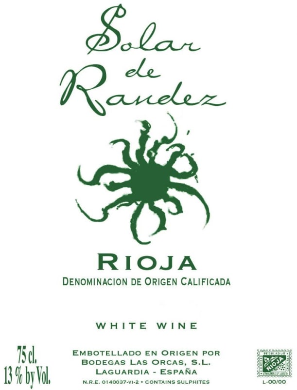 Bodegas Las Orcas Solar de Randez Blanco Viura 2013 Front Label