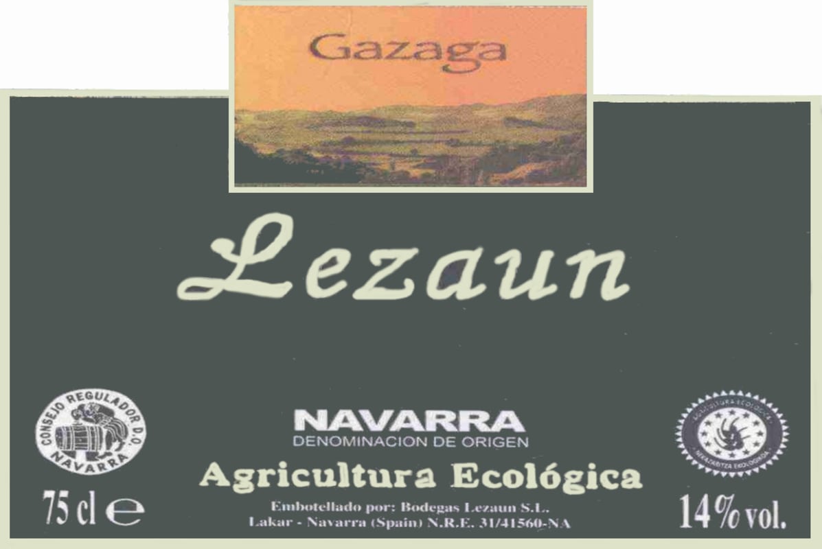 Bodegas Lezaun Gazaga 2014 Front Label