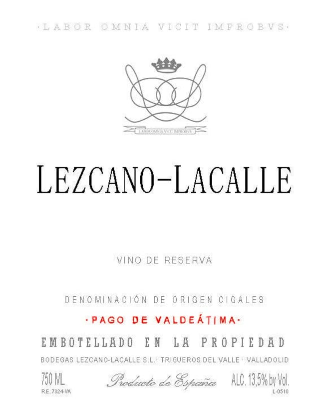 Bodegas Lezcano-Lacalle Reserva 2011 Front Label