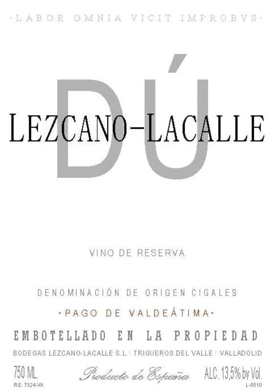 Bodegas Lezcano-Lacalle DU Reserva 2010 Front Label