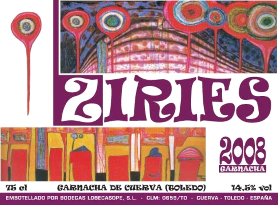 Bodegas Lobecasope S.L. Ziries Garnacha de Cuerva 2008 Front Label