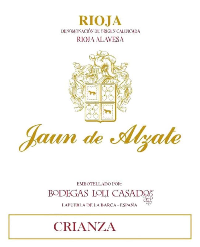 Bodegas Loli Casado Jaun de Alzate Crianza 2010 Front Label