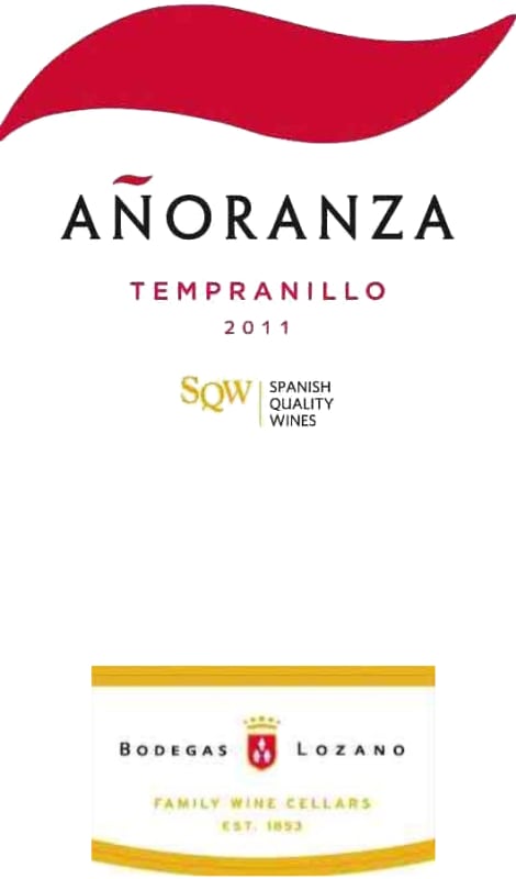 Bodegas Lozano Anoranza Tempranillo 2011 Front Label