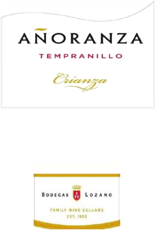 Bodegas Lozano Anoranza Crianza 2012 Front Label