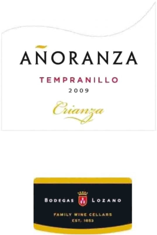 Bodegas Lozano Anoranza Crianza 2009 Front Label
