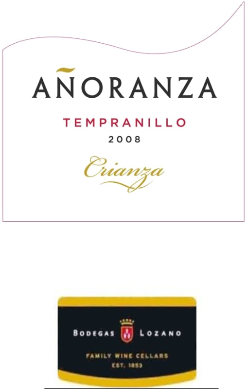 Bodegas Lozano Anoranza Crianza 2008 Front Label