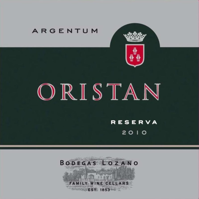 Bodegas Lozano Oristan Reserva 2010 Front Label