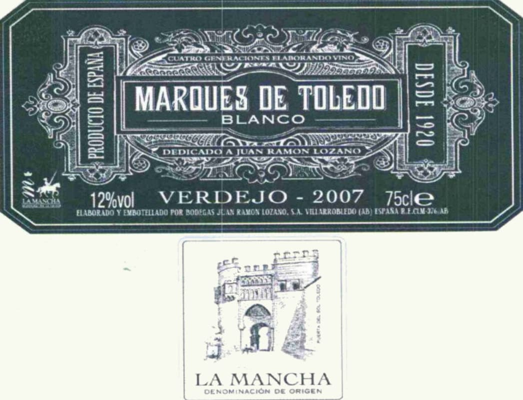 Bodegas Lozano Marques de Toledo Verdejo 2007 Front Label