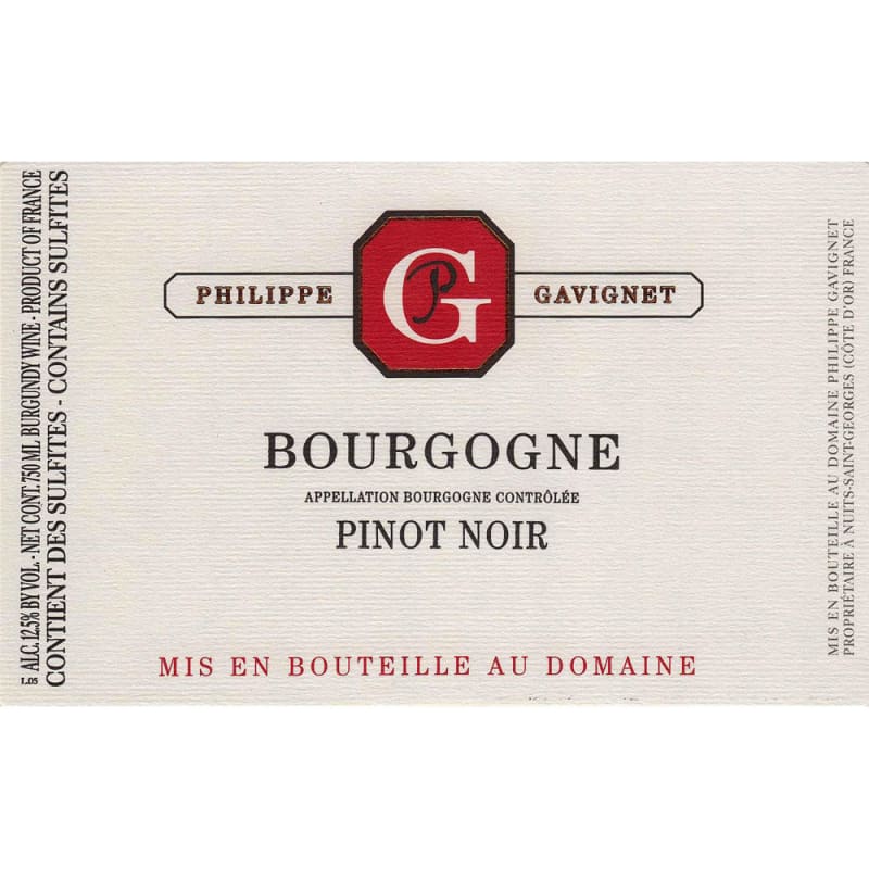 Philippe Gavignet Bourgogne Pinot Noir 2015 Front Label