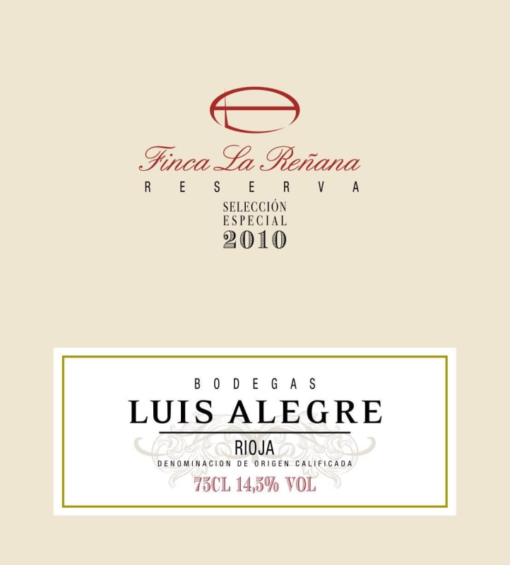 Bodegas Luis Alegre Finca La Renana Reserva Seleccion Especial 2010 Front Label