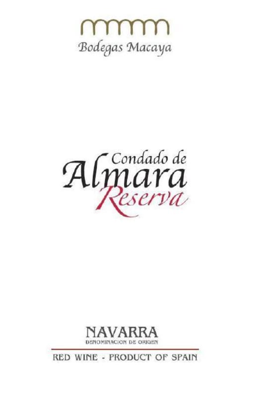 Bodegas Macaya Condado de Almara Reserva 2008 Front Label