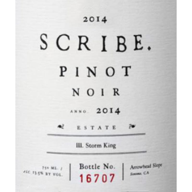 Scribe Estate Pinot Noir 2014 Front Label