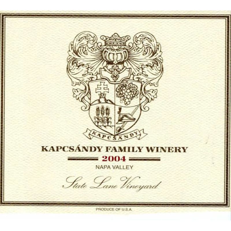 Kapcsandy Family Winery State Lane Vineyard (1.5L Magnum) 2004 Front Label