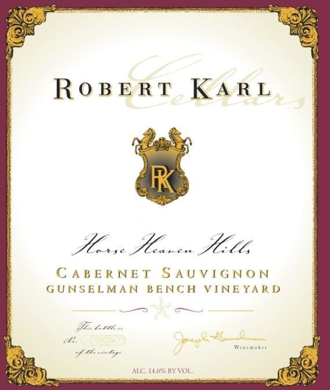 Robert Karl Gunselman Bench Vineyard Cabernet Sauvignon 2012 Front Label