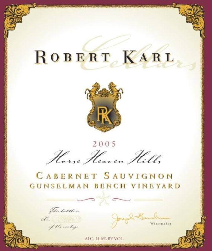 Robert Karl Gunselman Bench Vineyard Cabernet Sauvignon 2005 Front Label
