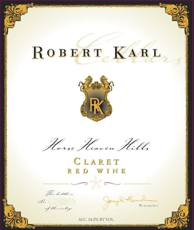 Robert Karl Claret 2012 Front Label