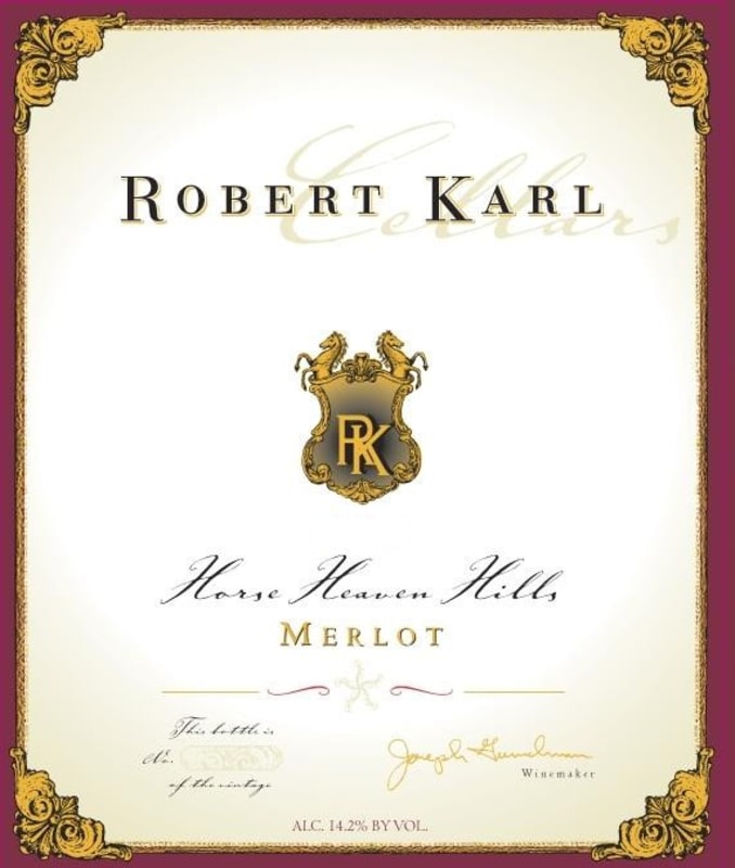 Robert Karl Merlot 2013 Front Label