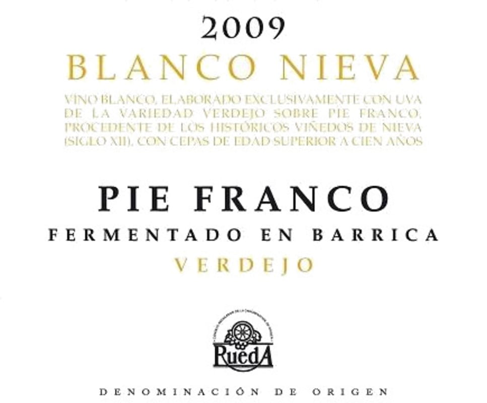 Bodegas Martue Vinedos de Nieva Blanco Nieva Pie Franco Fermentado en Barrica Verdejo 2009 Front Label
