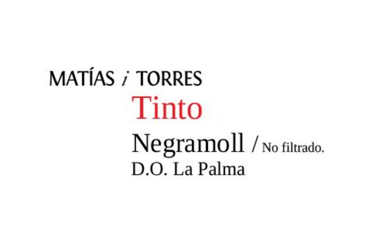 Bodegas Matias i Torres Tinto Negramoll 2014 Front Label