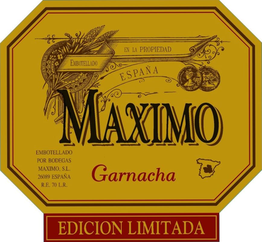 Bodegas Maximo Edicion Limitada Vino de la Tierra Garnacha 2012 Front Label