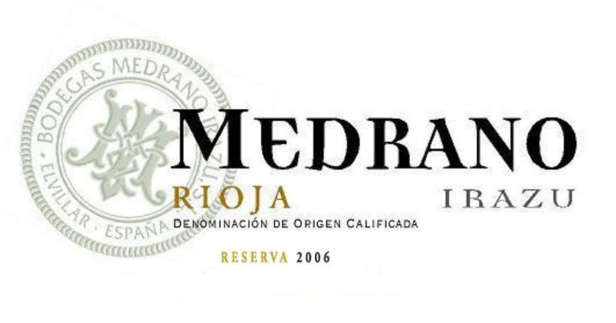 Bodegas Medrano Irazu Reserva 2006 Front Label