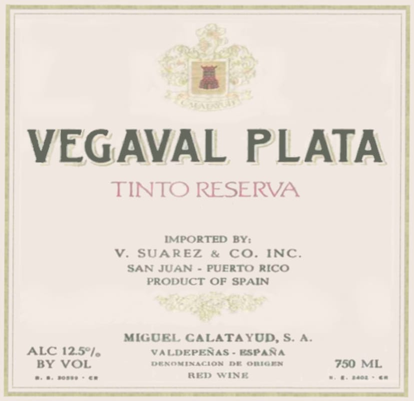 Bodegas Miguel Calatayud Vegaval Plata Reserva 2003 Front Label