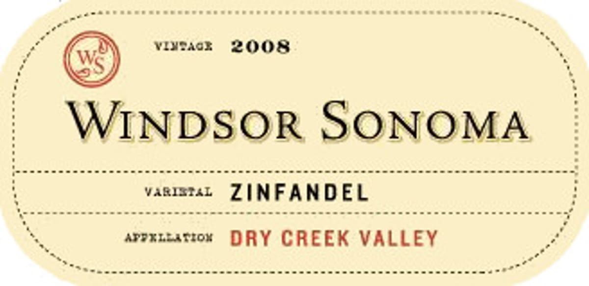 Windsor Sonoma Dry Creek Valley Zinfandel 2008 Front Label