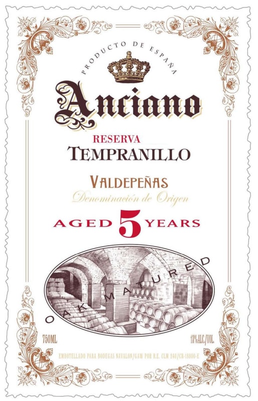 Bodegas Navalon Anciano Aged 5 Years Reserva Tempranillo 2005 Front Label