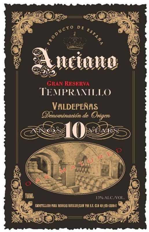 Bodegas Navalon Anciano Aged 10 Years Gran Reserva Tempranillo 2004 Front Label