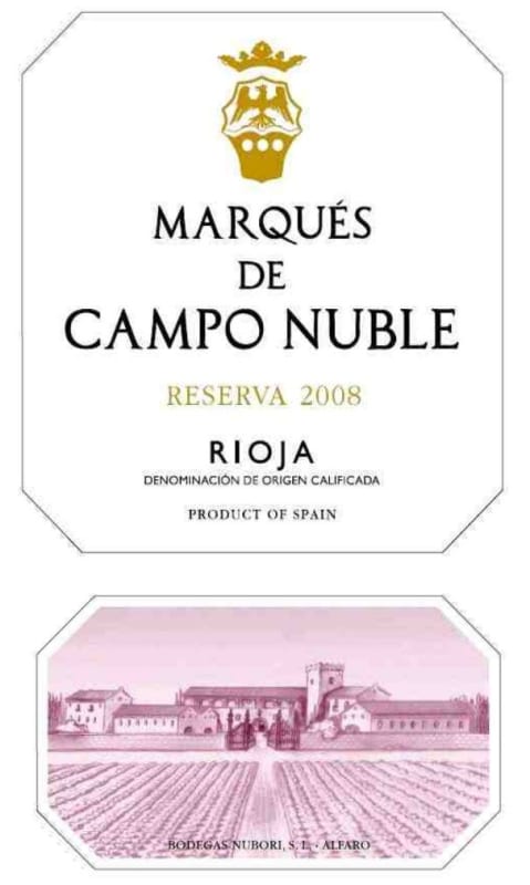 Bodegas Nubori Marques de Campo Nuble Reserva 2008 Front Label