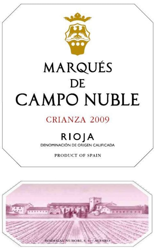 Bodegas Nubori Marques de Campo Nuble Crianza 2009 Front Label