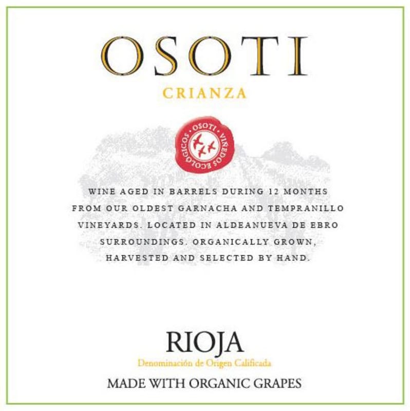 Bodegas Osoti Crianza 2013 Front Label