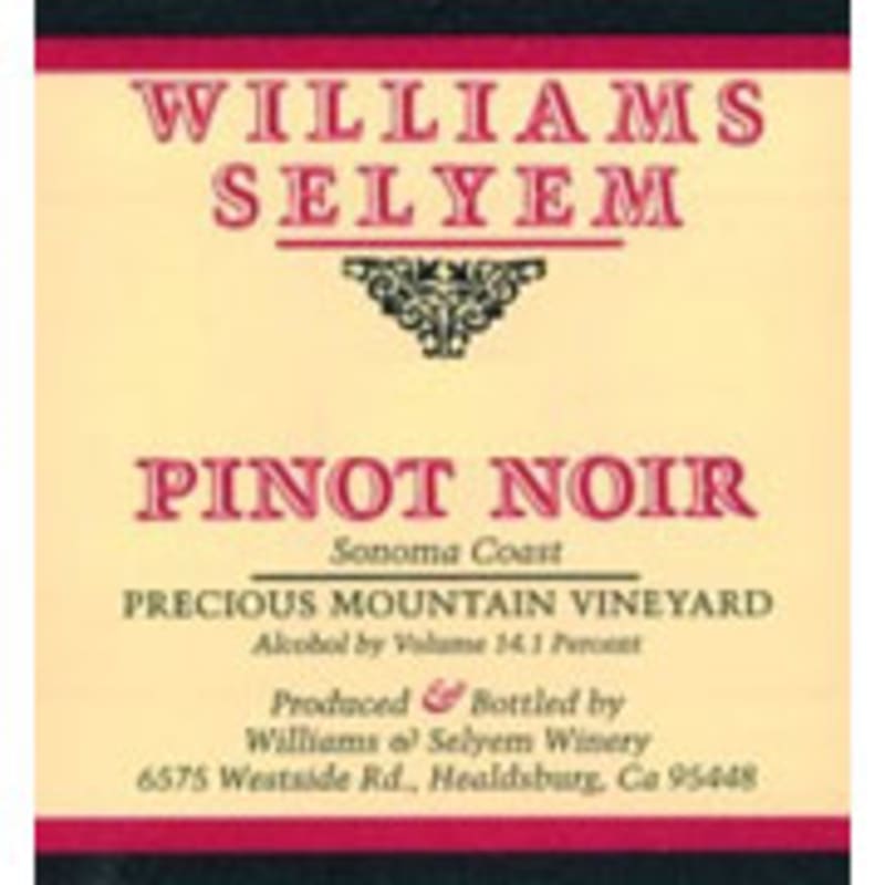 Williams Selyem Precious Mountain Vineyard Pinot Noir 2003 Front Label