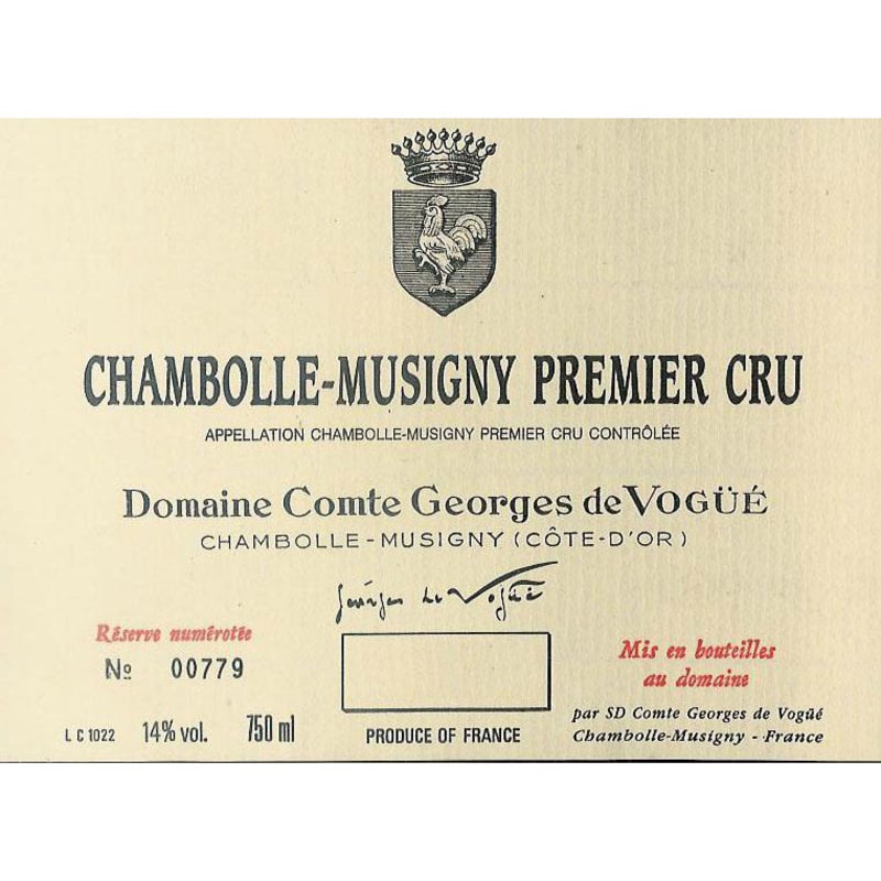 Domaine Comte Georges de Vogue Chambolle Musigny Premier Cru 1995 Front Label