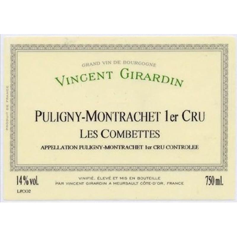 Vincent Girardin Puligny-Montrachet Les Combettes Premier Cru 2003 Front Label