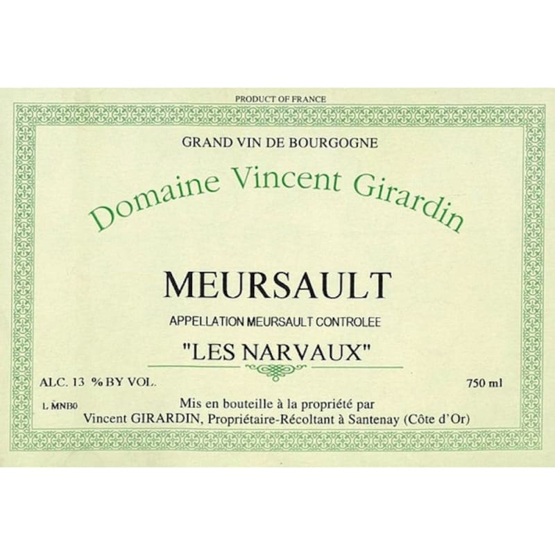 Vincent Girardin Meursault Les Narvaux (375ML half-bottle) 2004 Front Label