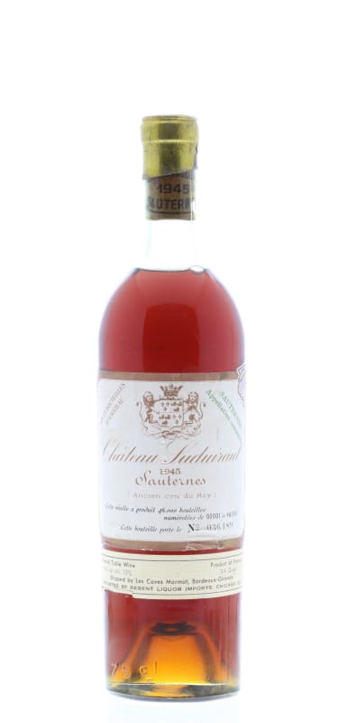 Chateau Suduiraut Sauternes (top shoulder fill) 1945 Front Bottle Shot